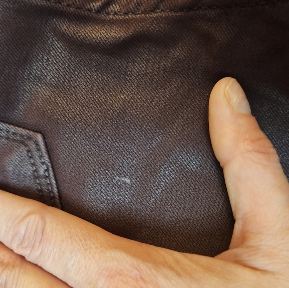 Sam Edelman The Kitten Ankle Skinny Burgundy Black Side Striped Coated Jeans 26 - Picture 13 of 16